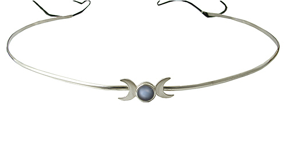 Sterling Silver Renaissance Style Headpiece Circlet Tiara With Grey Moonstone